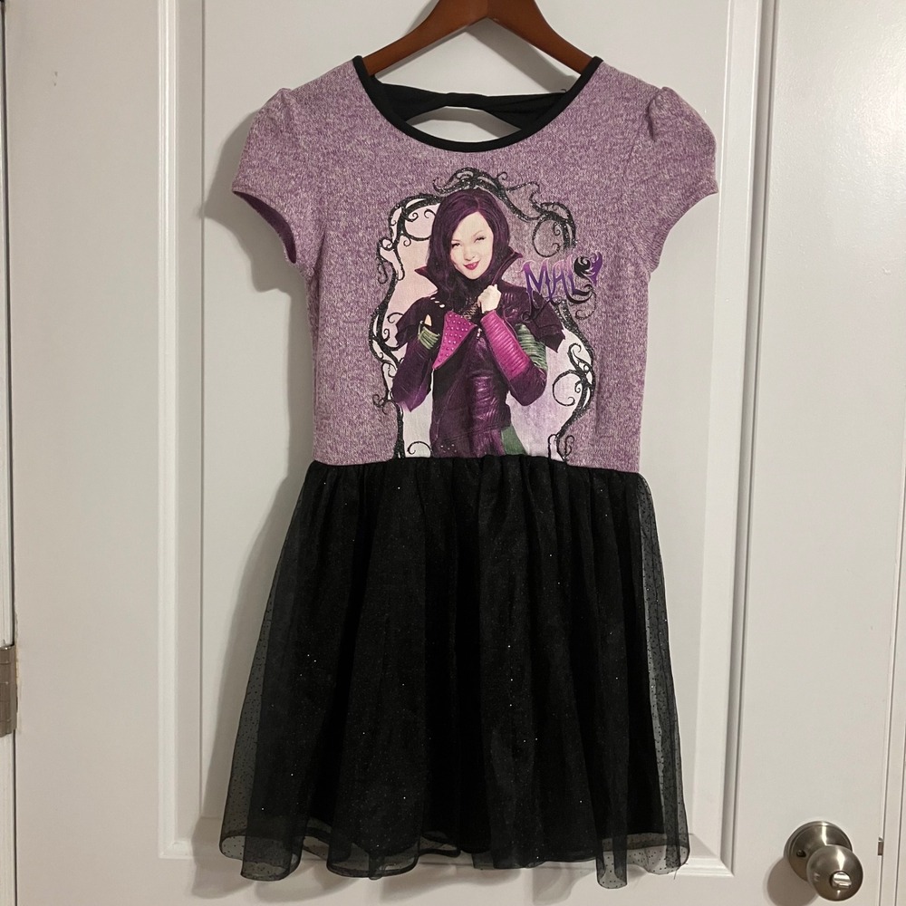 Disney Descendants Mal Girls Dress Purple Black Tulle Tutu Size Large 10 12